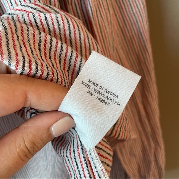 A.P.C. LOULA STRIPED COTTON BLOUSE sz 38 - Picture 9 of 11